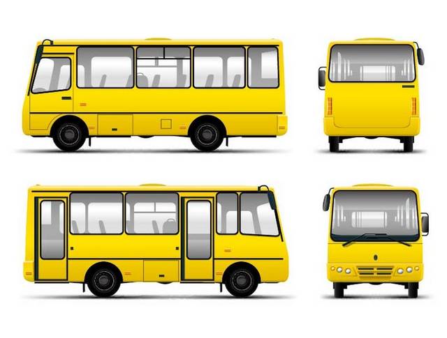 黄色公交车矢量元素