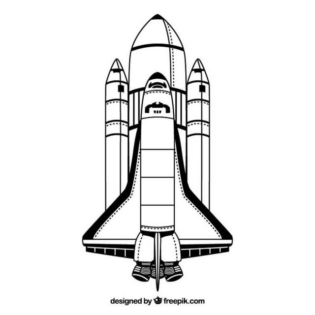 手绘航天飞机火箭