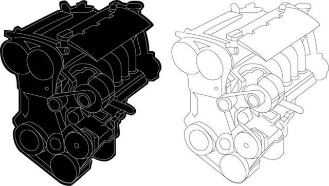 发动机剪影和线稿