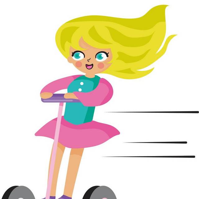 卡通平衡车和少女