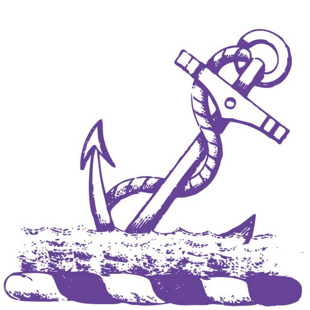 手绘紫色船锚