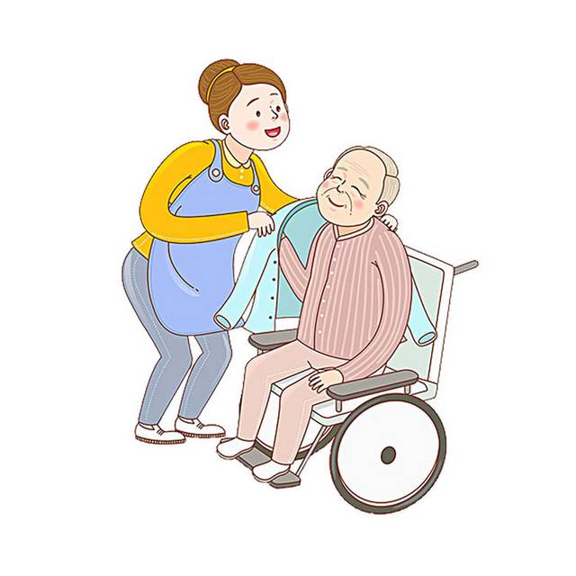 卡通老年人做轮椅