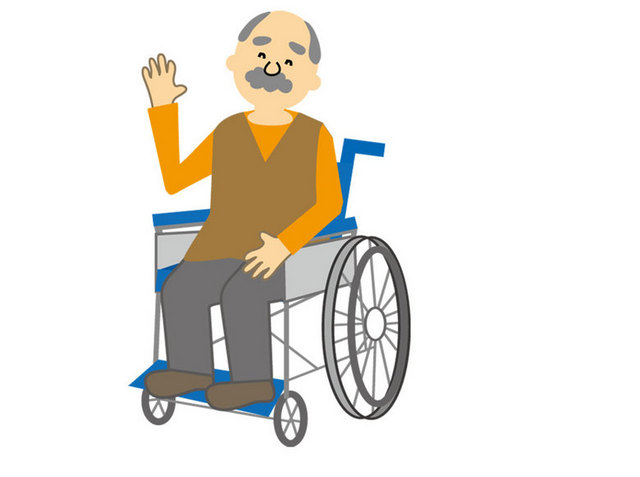 卡通老人坐轮椅素材