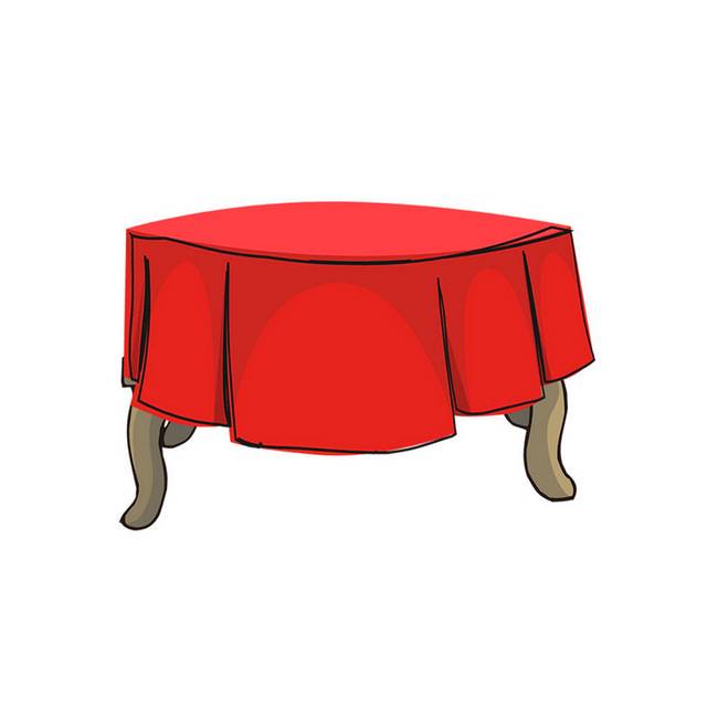 红色的桌布