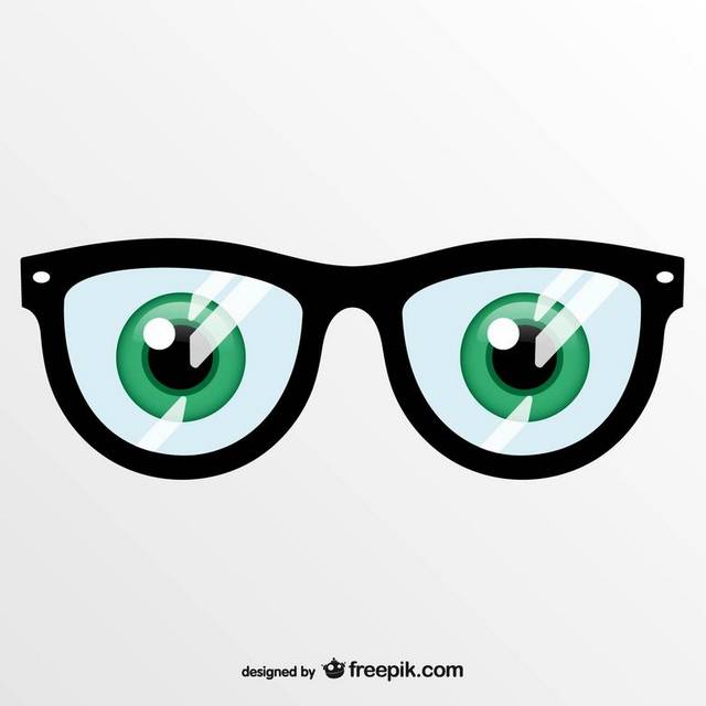 卡通眼镜和眼睛