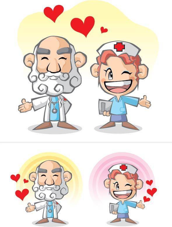 卡通医生和护士