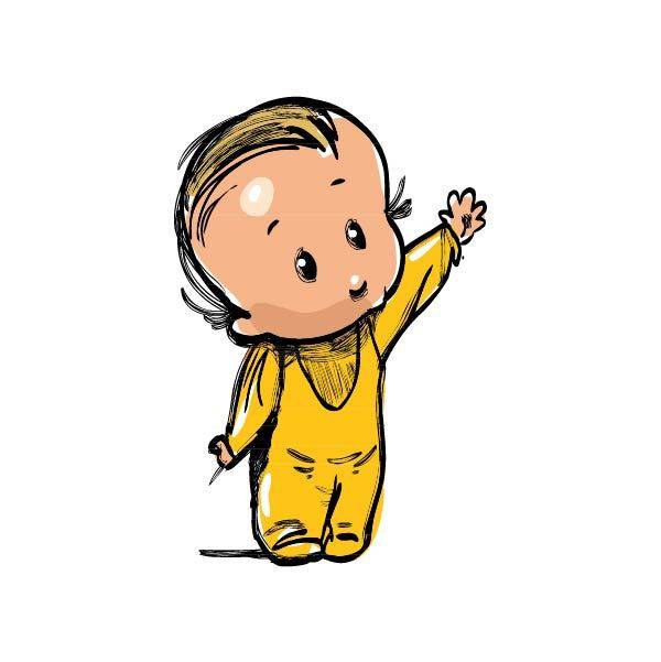手绘黄衣服婴儿
