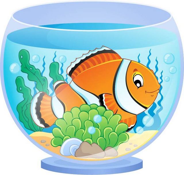 卡通鱼缸和鱼