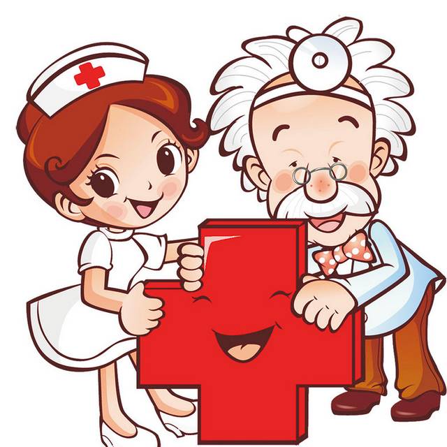卡通护士和患者