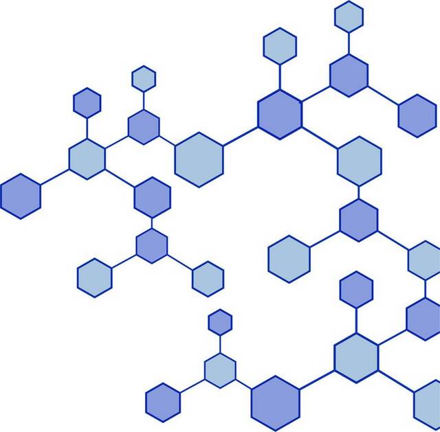 扁平蓝色分子图