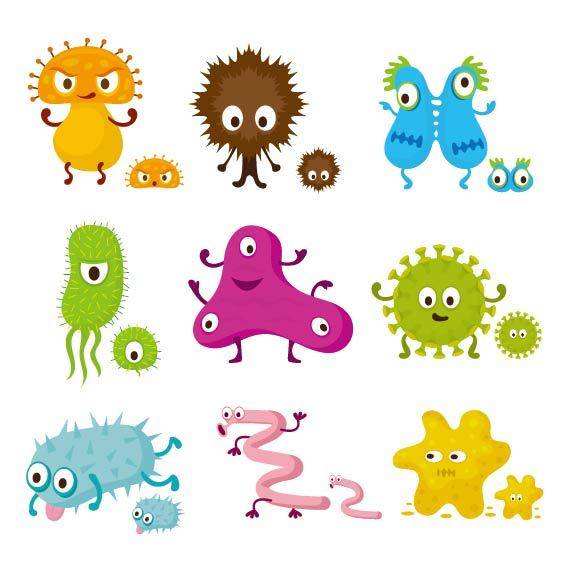 多种卡通插画细菌病毒