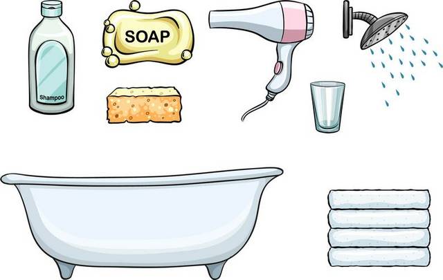 手绘浴缸和洗浴用品