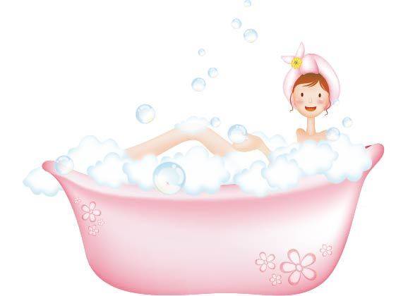 手绘粉色浴缸