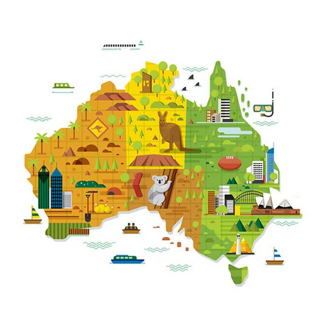 卡通澳大利亚地图