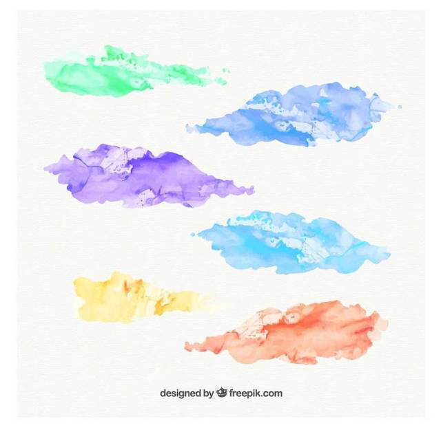 多种颜色手绘云朵