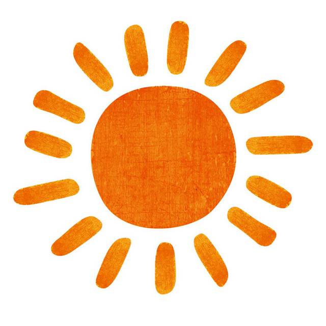 手绘橙色太阳元素