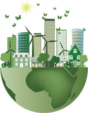 绿色地球和城市建筑