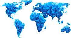 蓝色色块拼接世界地图