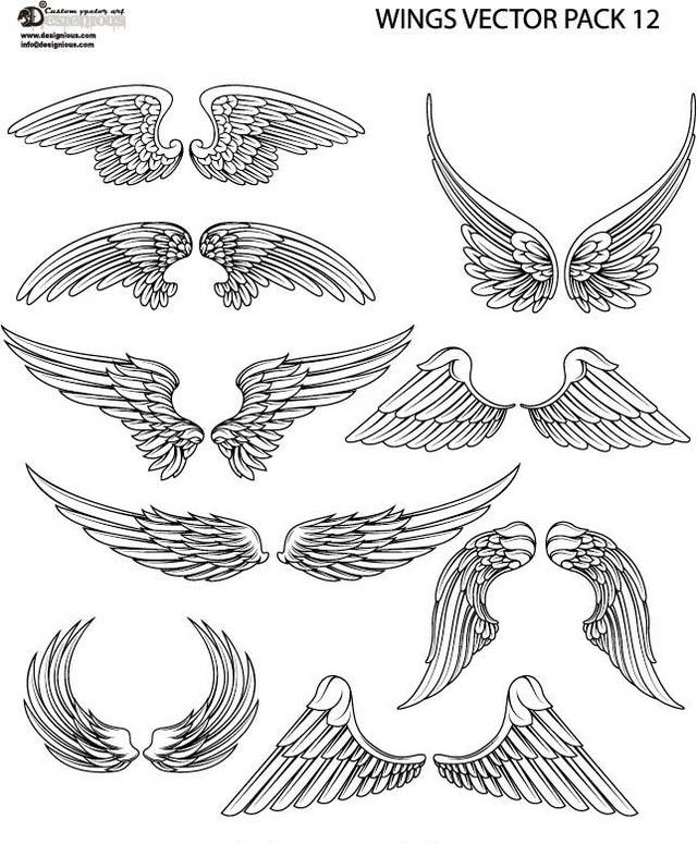 多种线稿翅膀素材