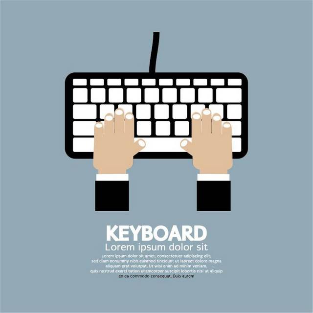 手绘键盘和双手