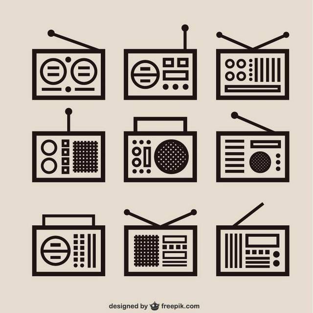 九个线条收音机素材