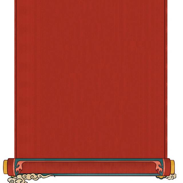 红色卡通卷轴素材
