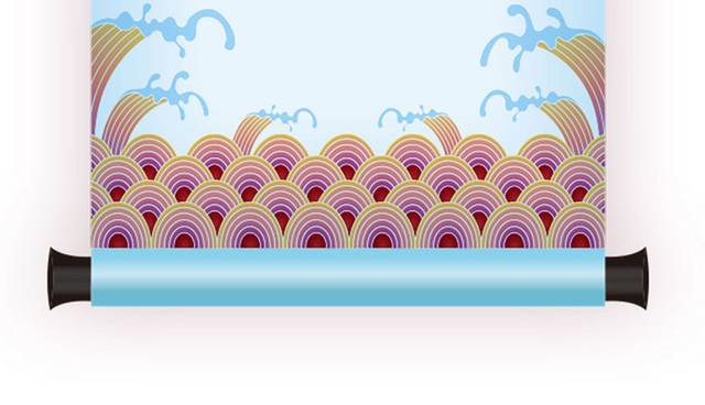 蓝色卷轴设计素材