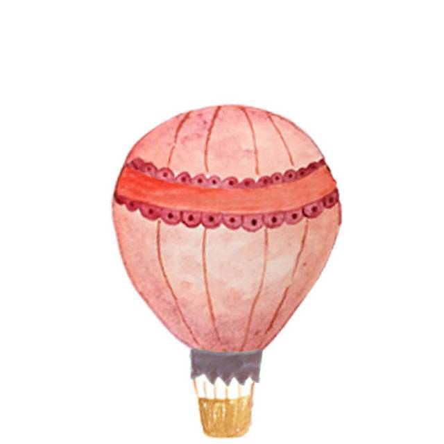 粉色手绘热气球素材