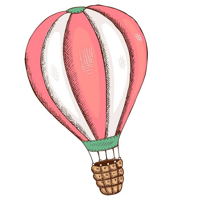 手绘热气球设计素材