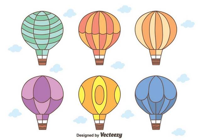 六个卡通热气球