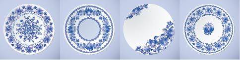 多种青花瓷盘子花纹