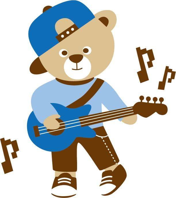 手绘弹吉他的小熊