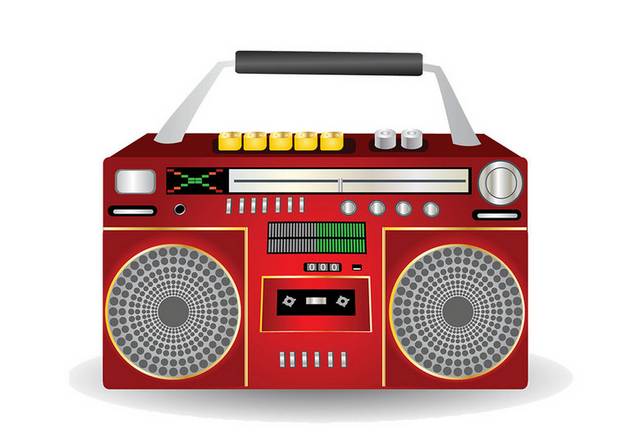 红色旧式收音机