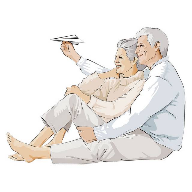 老年伴侣玩纸飞机