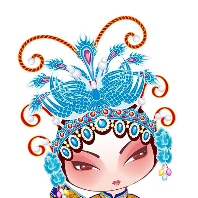 蓝色凤冠京剧人物