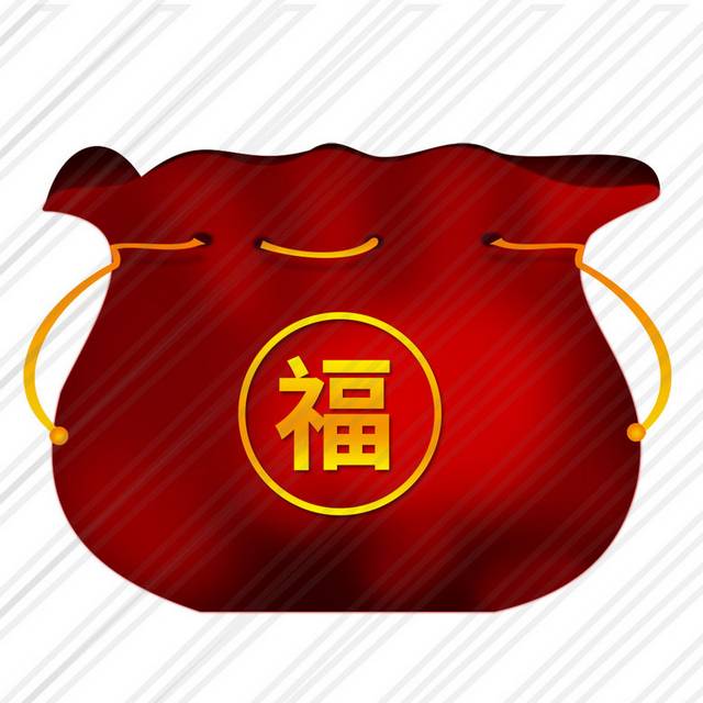 红色福袋中国风元素