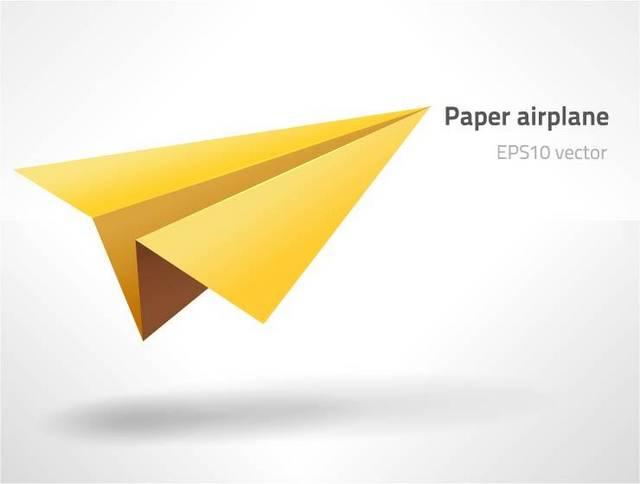 黄色矢量纸飞机