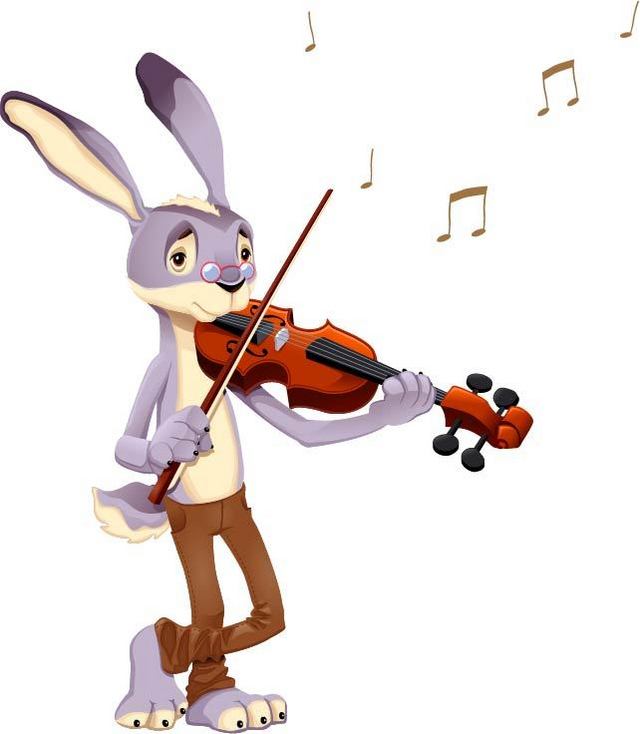 兔子拉小提琴素材