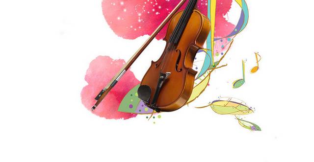 卡通水彩小提琴素材