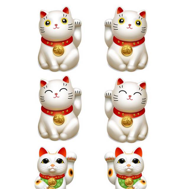 各种白色招财猫素材