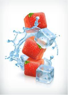 草莓冰块创意素材