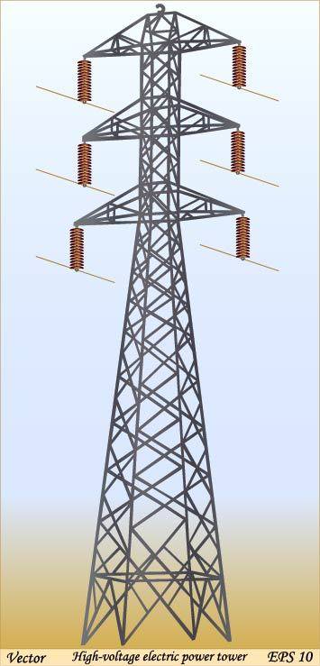 偏平化高压电塔设计素材