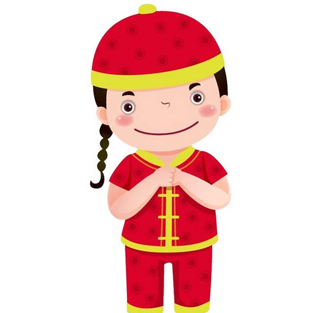 卡通红衣服拜年娃娃