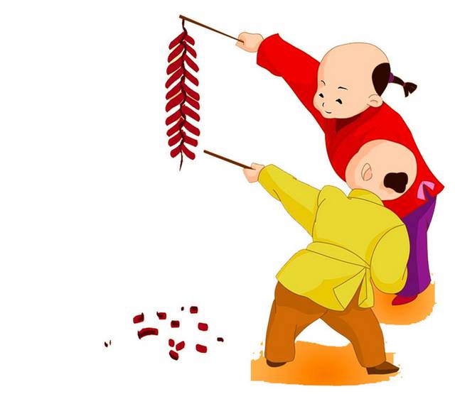 春节人物放鞭炮的小孩