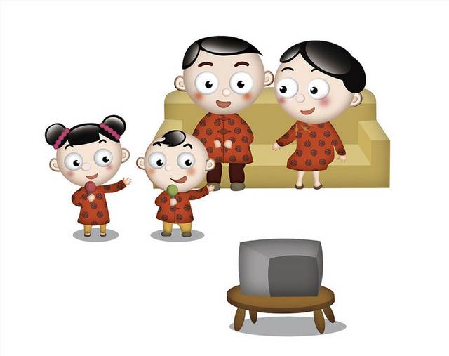 一家人团圆插画素材