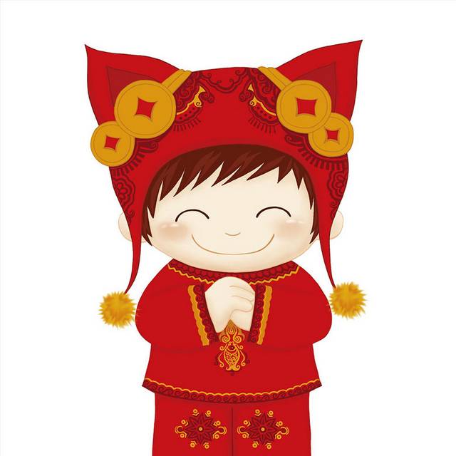 红衣服拜年娃娃