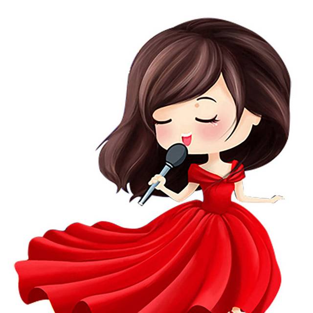 穿红色连衣裙的歌唱家