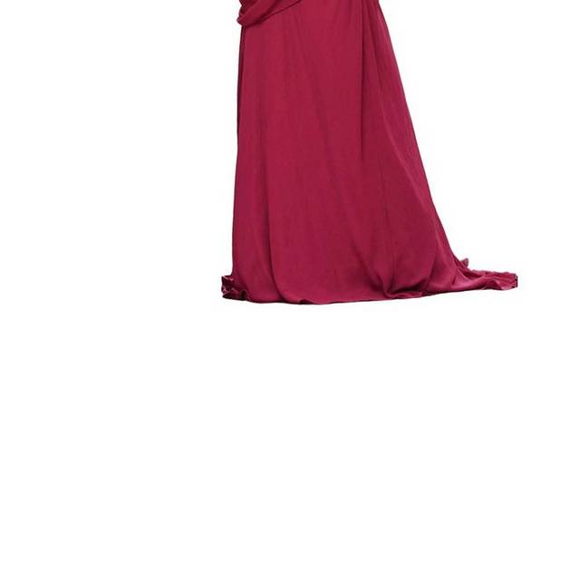 酒红色连衣裙模特