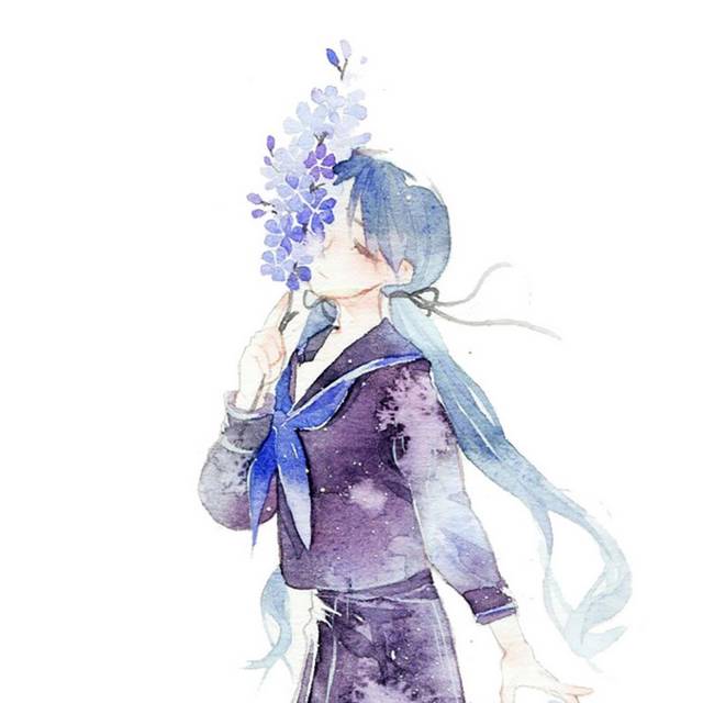 水彩人物少女素材