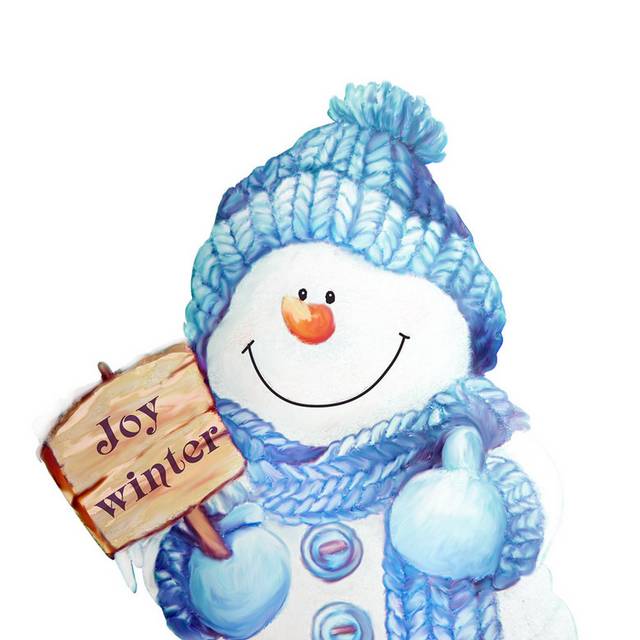 手绘蓝衣服雪人